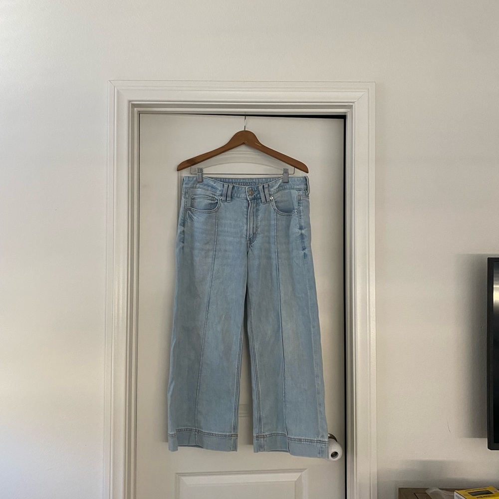 American Eagle Outfitters Light Blue Wide-Leg Jeans